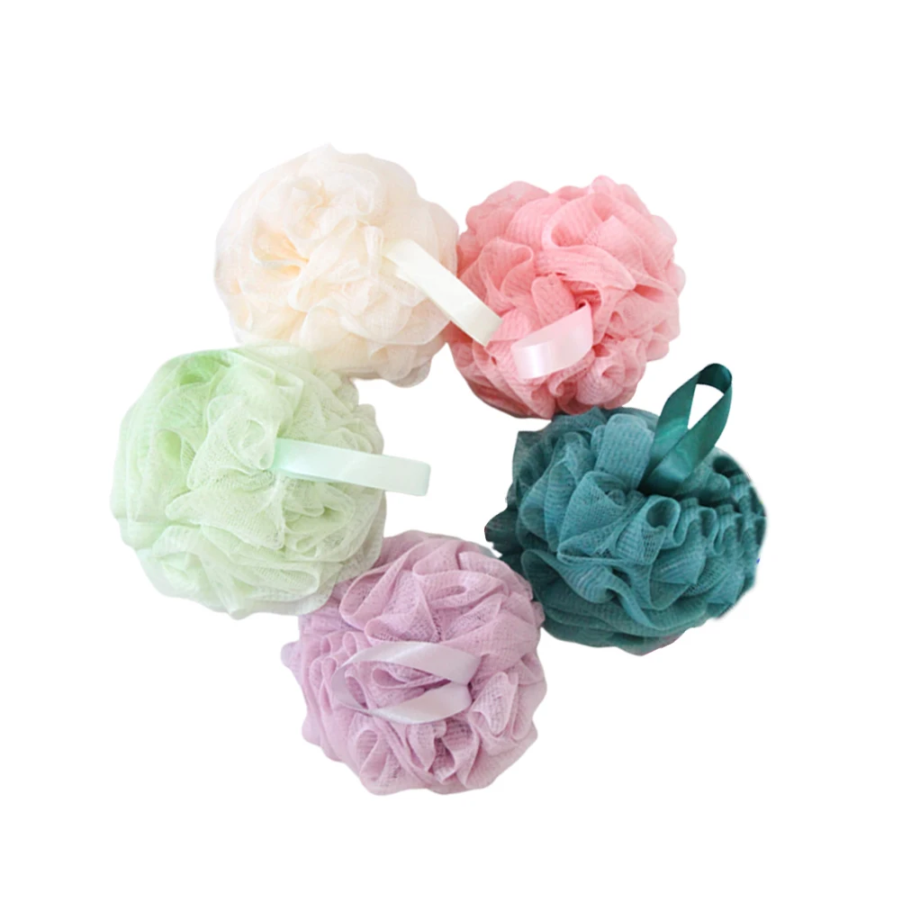 

5pcs Shower Bath Ball Sponge Puff Scrubber Natural Bathing Accessories Soft Durable PE Rich Foam Body Skin Cleaning Relax Enjoy