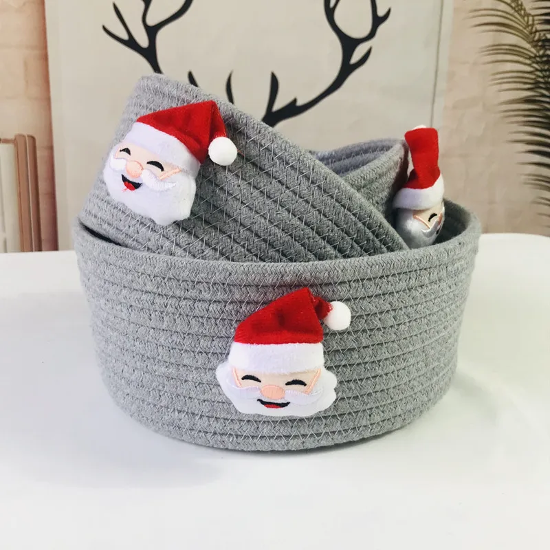 Christmas Present Candy Storage Baskets Cotton rope Hand Woven Storage Basket Kids Toys Desktop Organizer Sundries Storage Box