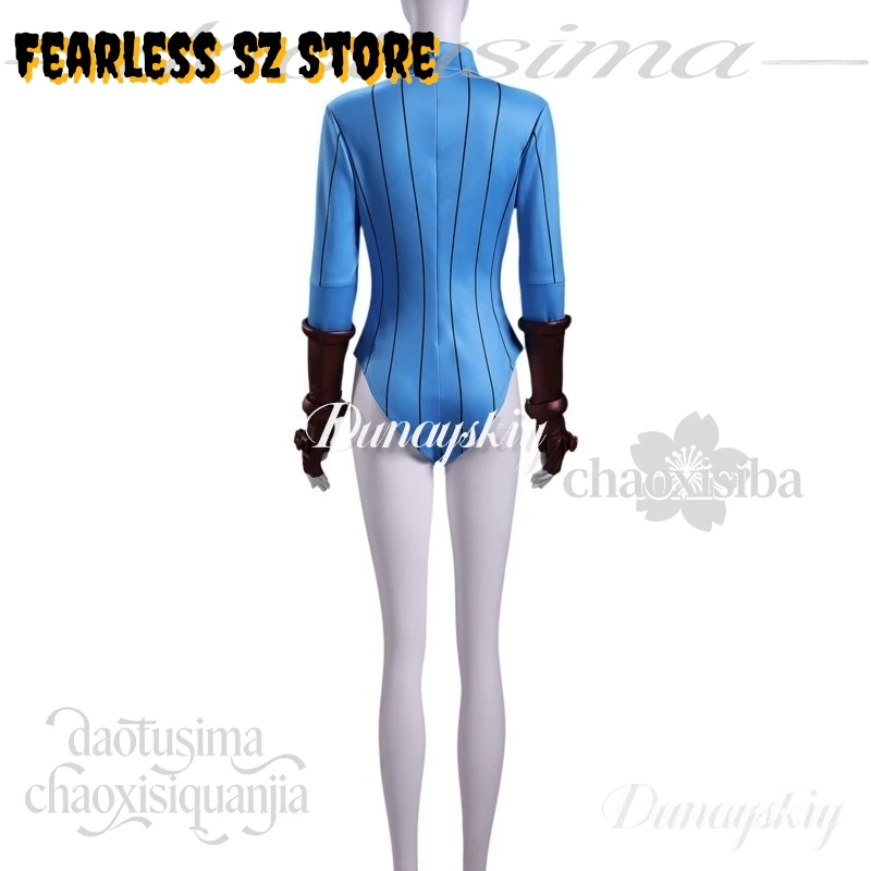 Cammy White Cosplay Street Anime Game Movie Fighter SF 코스프레 Blue Stripes Jumpsuit Fashion Bodysuit Headwear Gloves Halloween view 4