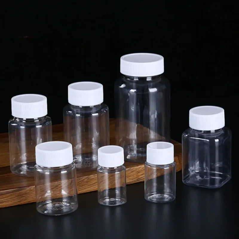 15/30/50/100/150ml Plastic Empty Sealed Bottles Refillable Pill Vial Solid Powder Storage Bottles Home Clear Bottles Container