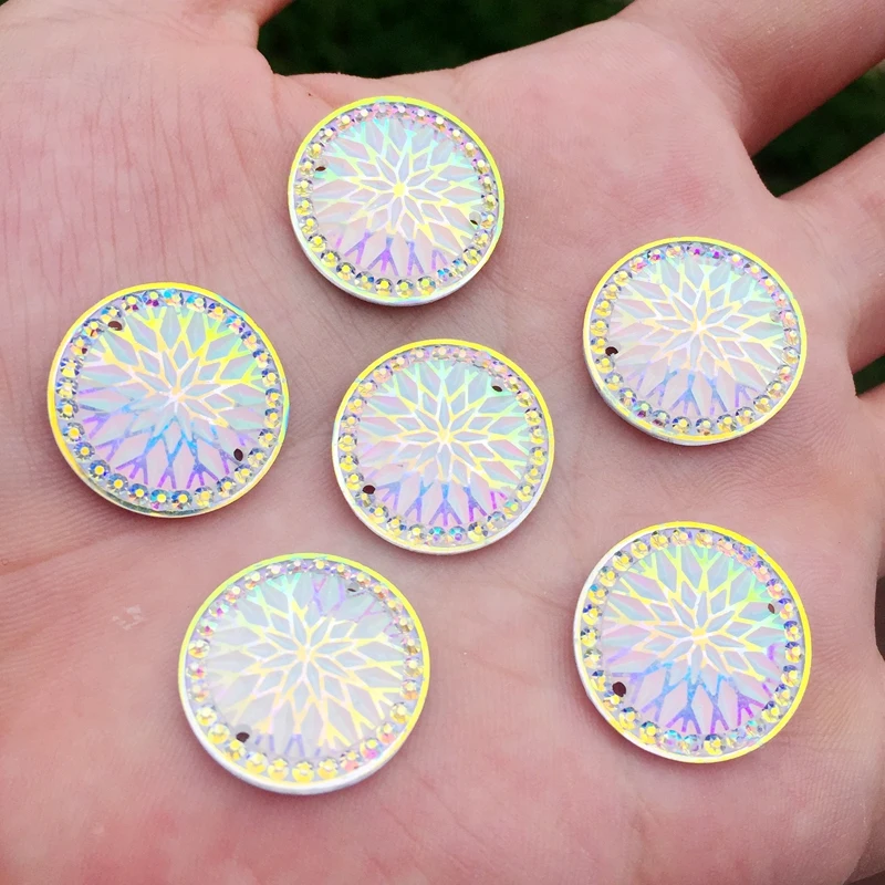 100PCS 20mm Round Flatback Rhinestone Crystal AB Color Base DIY Garment Accessories -E07*5