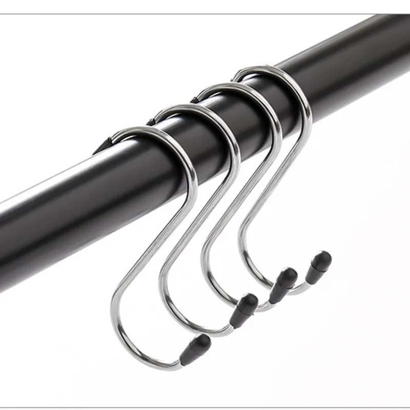 4PPcs S Shaped Hook Stainless Steel Kitchen Bedroom Multi-function Railing S Hanger Hook Clasp Holder Hooks Hanging Storage Tool