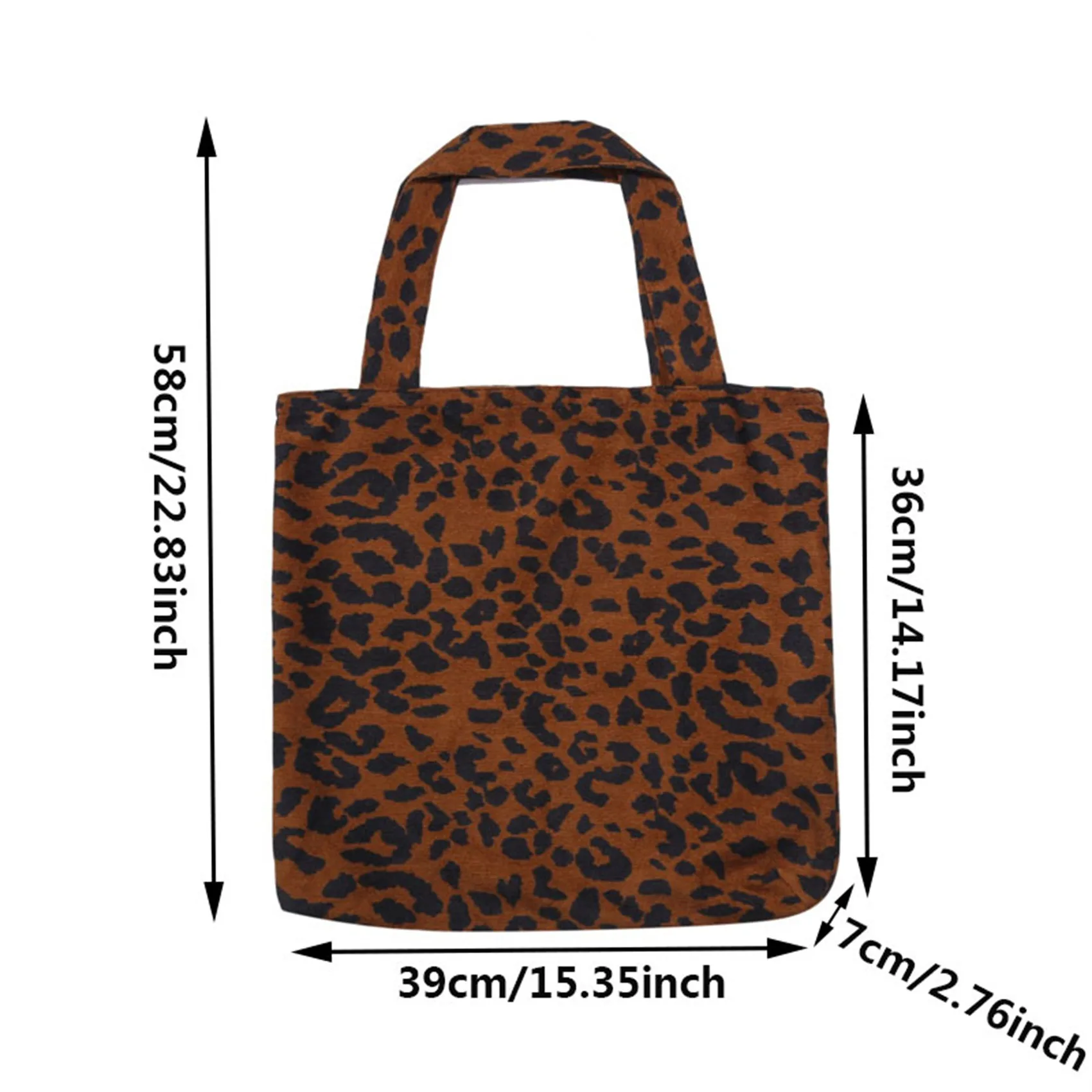 Classic Leopard Printing Top-handle Bag Women Corduroy Shopping Bag Large Capacity Book Tote Bag Female Casual Shoulder Bag