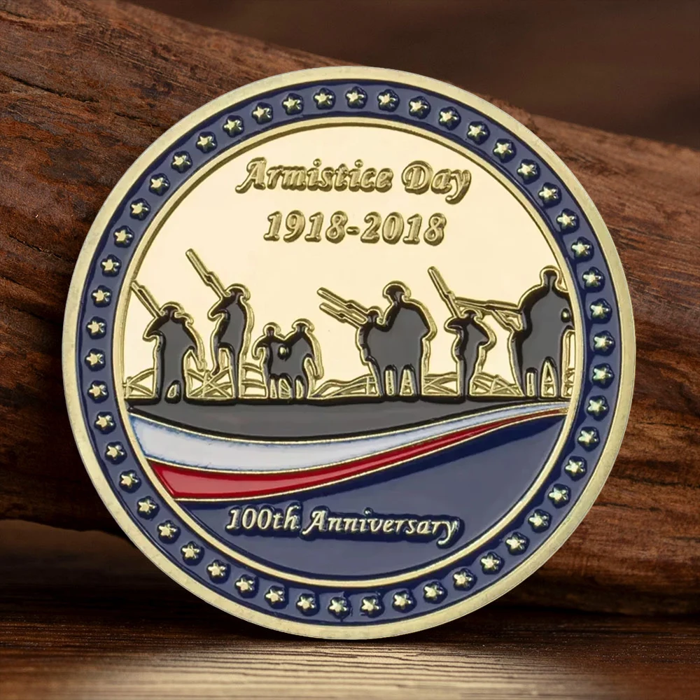 Gold Plated WW I 100 Year The Centenary of Normandy 1918-2018 Souvenir Coin Soldier Pattern Commemorative Coins
