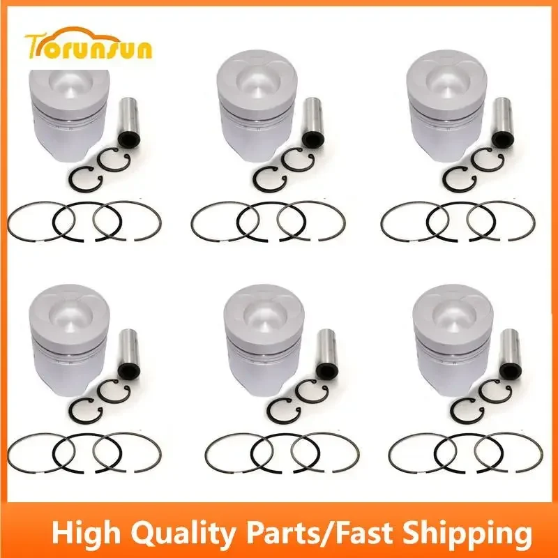 

New 6 Sets STD Piston Kit With Ring ME052792 Fit For Mitsubishi 6D22 Engine 130MM