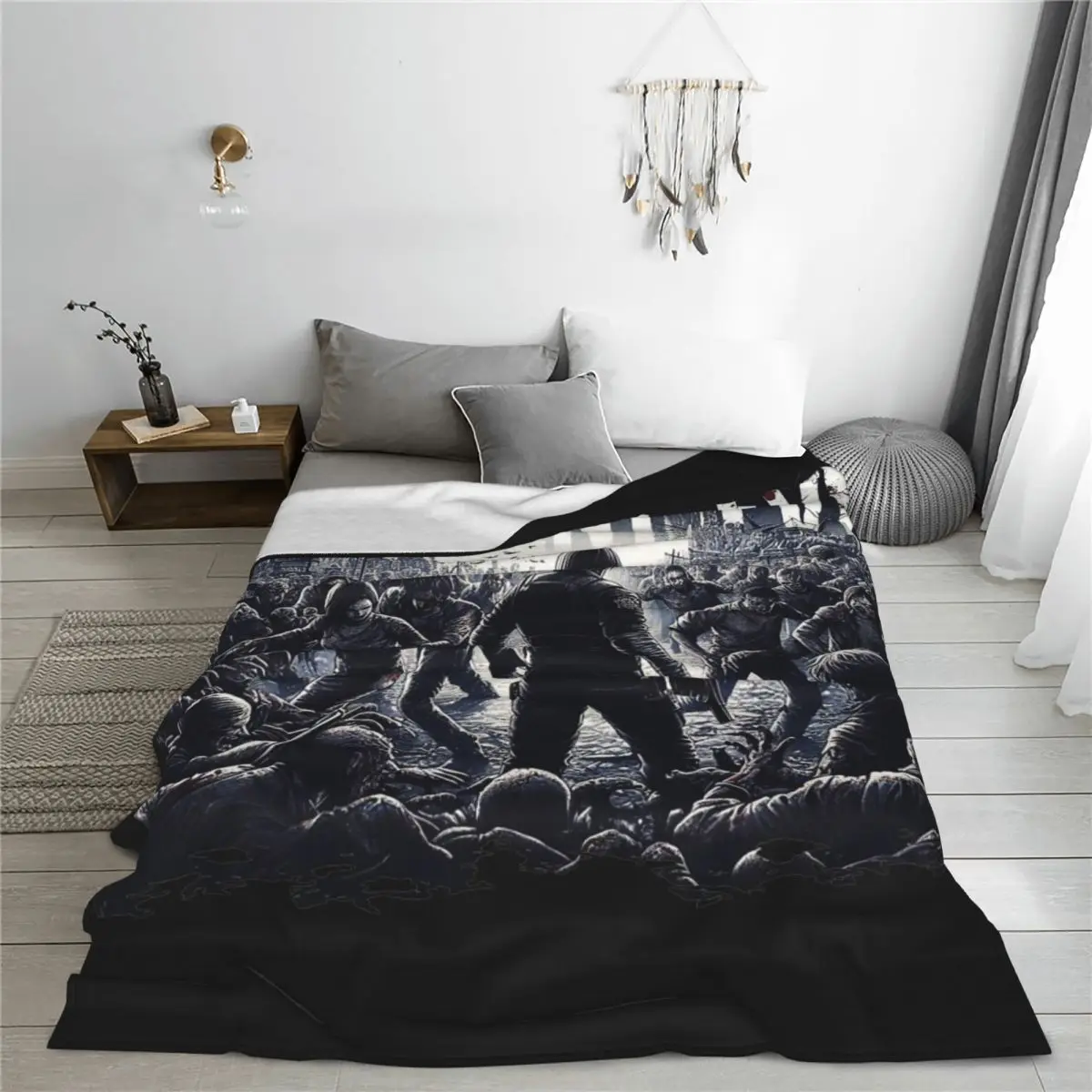 Leon Scotts Kennedy Surrounded By Zombies Residents Evils Blanket Fleece Winter Throw Blanket for Home Office Rug Piece