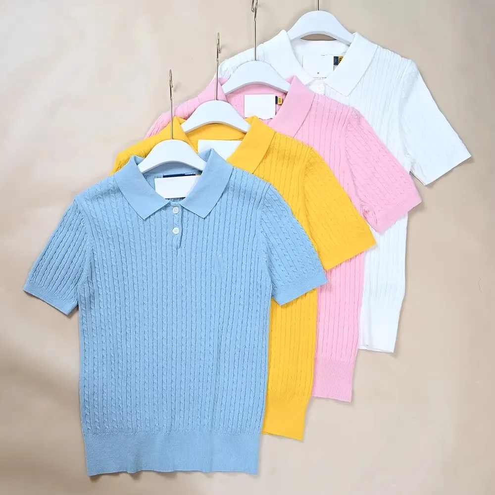 Ladies' Embroidered Knot Neck Slim Fit Short Sleeve Knitted Sweater Casual Style Spring Collection Other Fabric Blend