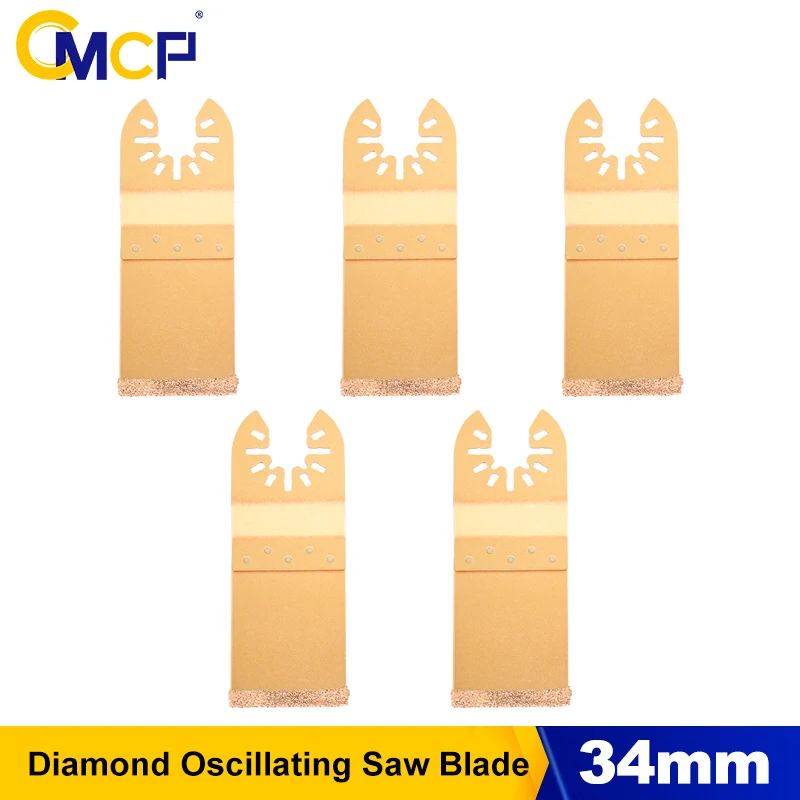 CMCP 1/5/10pcs 34mm Diamond Oscillating Saw Blades Quick Release Carbide Multitool Blades for Rough Sanding Fillers Tile Ceramic