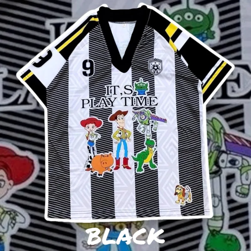 

Уличная футболка с принтом «История игрушек», свободный быстросохнущий трикотаж с v-образным вырезом, топ с мячом, летний унисекс, новый Базз Лайтер