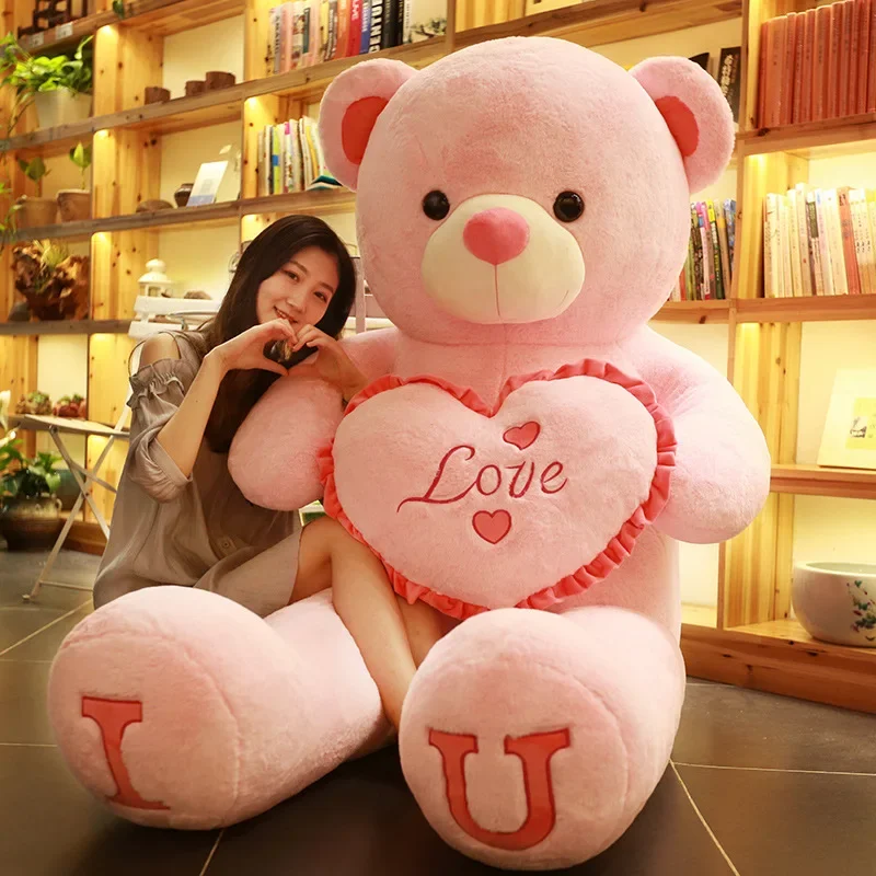 

100cm Big Size Plush Toy Teddy Bear Giant Pink Soft Stuffed Animals Pillow Dolls Grilfriend Kids Wife Christmas Valentines Day