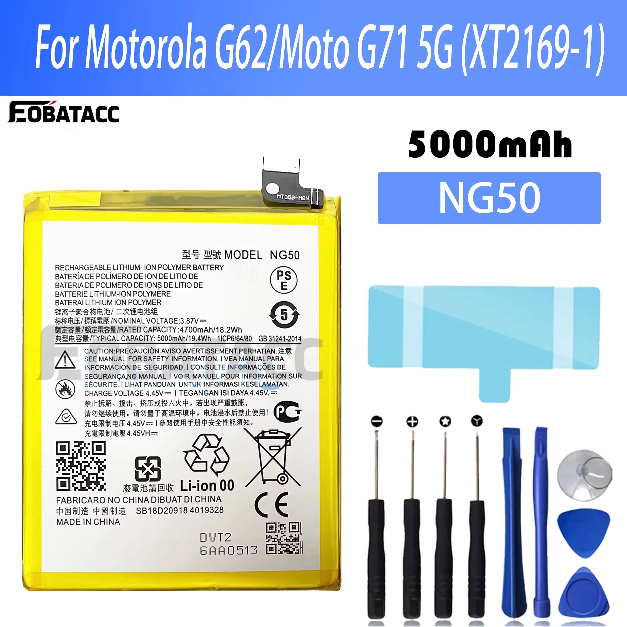 

100% New Original Battery NG50 For Motorola G62/Moto G71 5G /XT2169-Battery + Free Tools