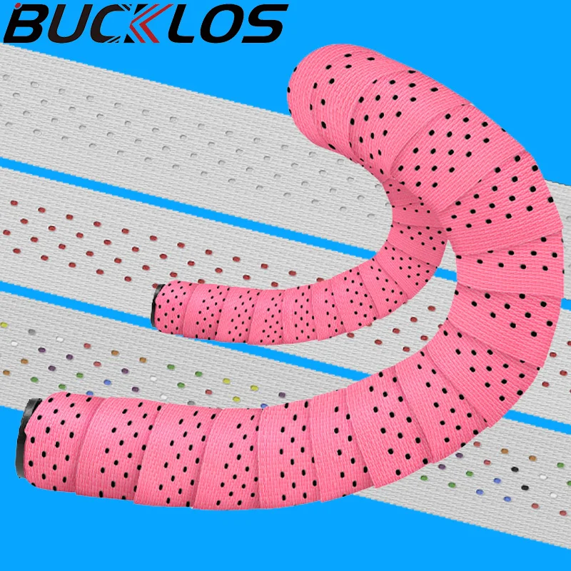 

BUCKLOS Road Bike Handlebar Tape Silicone Breathable Bike Bar Strap with Bar End Plugs Non-slip Shockproof Bicycle Accessories