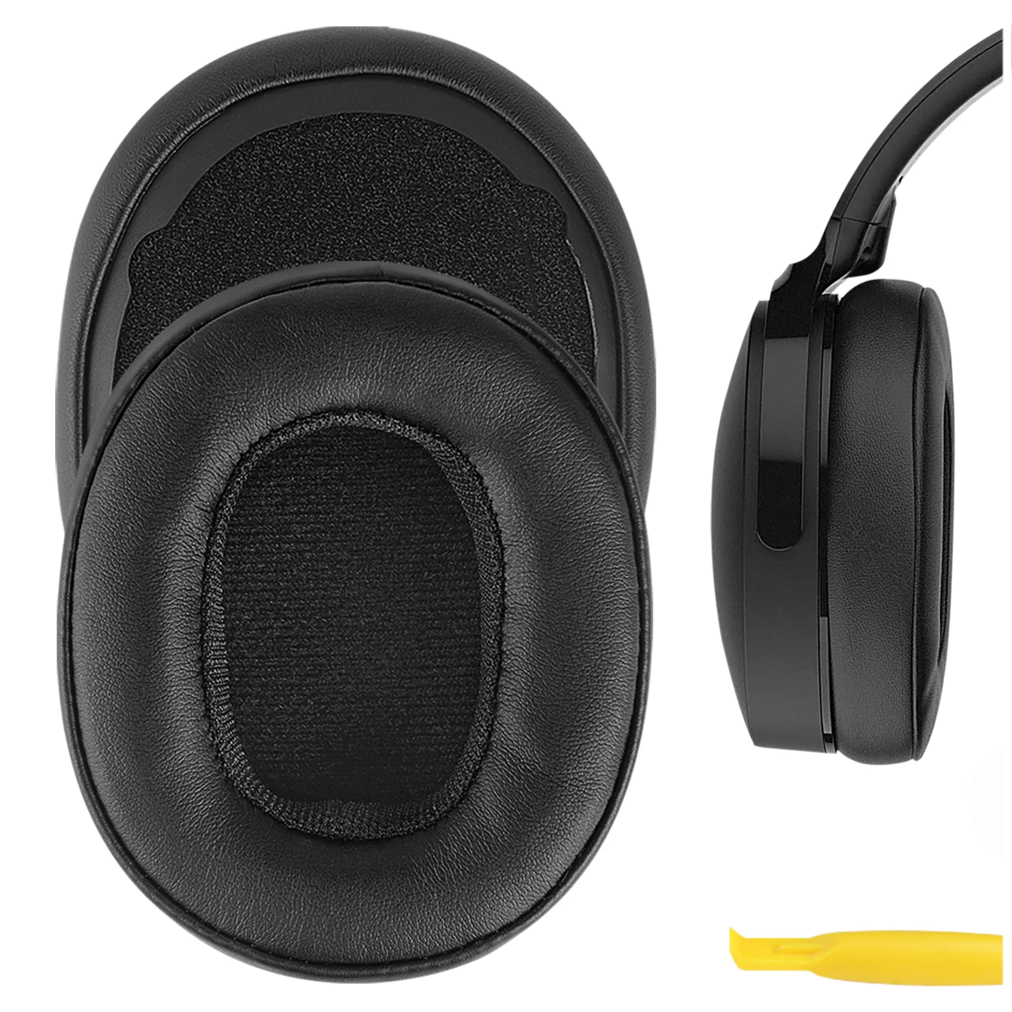 Almohadillas de repuesto Geekria QuickFit para auriculares Skullcandy Crusher Wireless, Crusher EVO, Crusher ANC, Venue ANC con guía en vídeo (Negro)