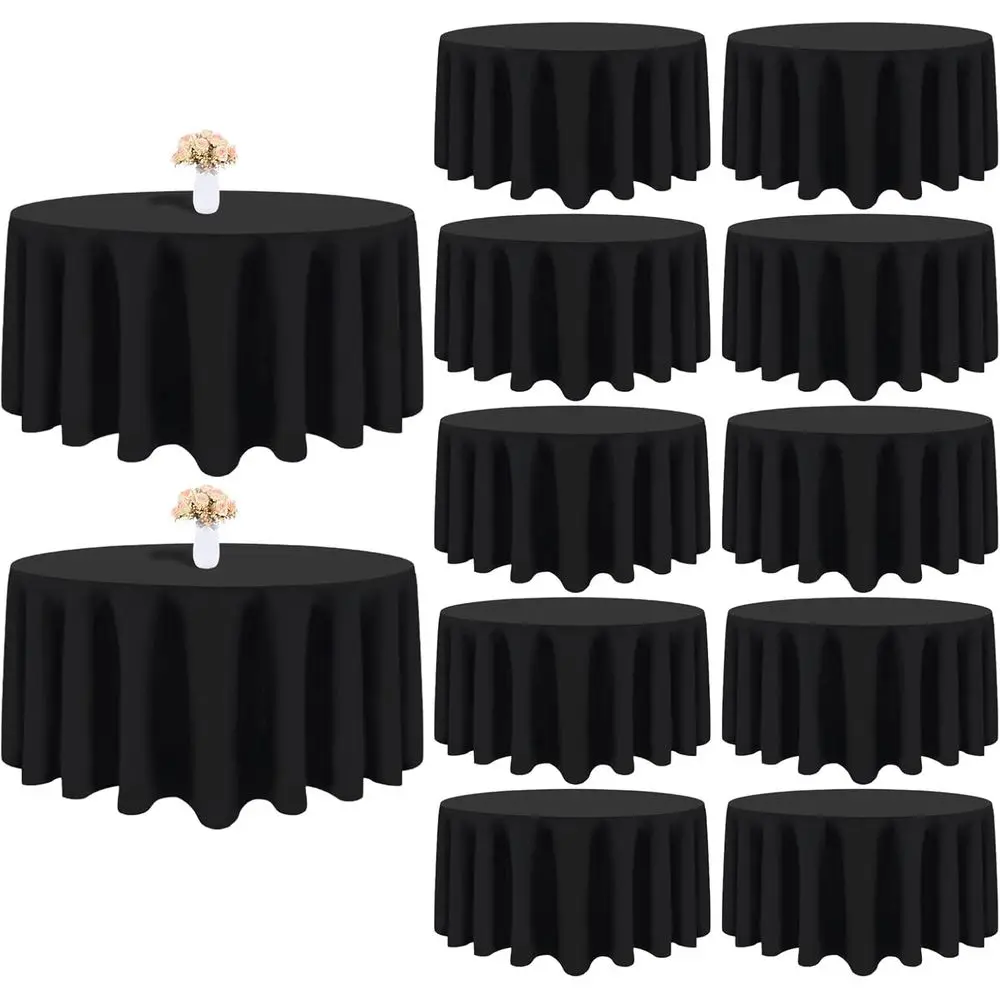 

120 Inch Round Black Tablecloth - Stain & Wrinkle Resistant Polyester Fabric for Weddings, Parties, and Banquets