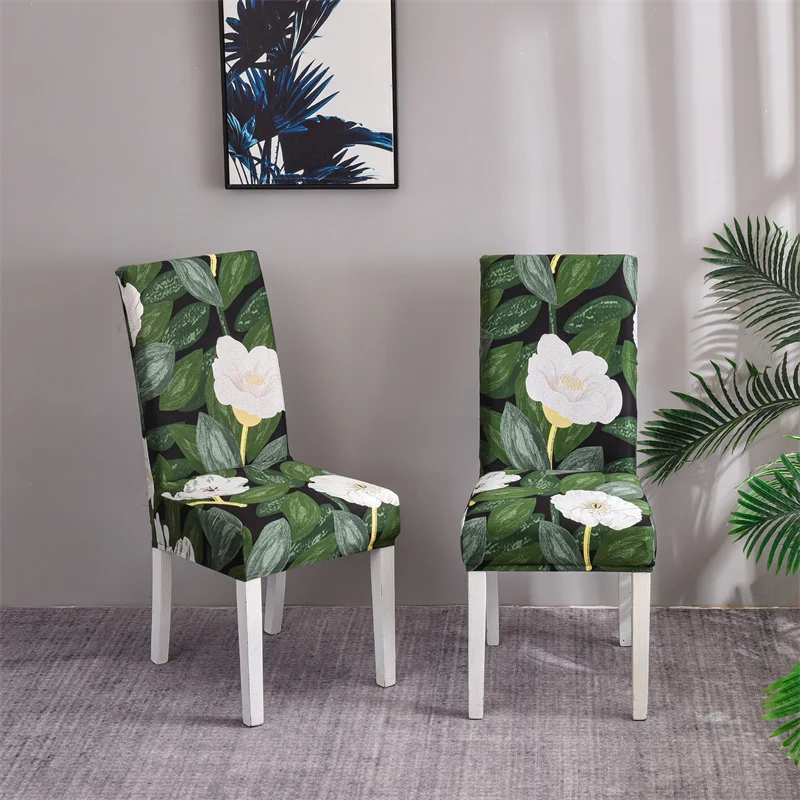 

Garden Green smooth Floral Print Chair Covers Spandex Elastic Cloth Universal Size Spandex Chair Cover Stretch