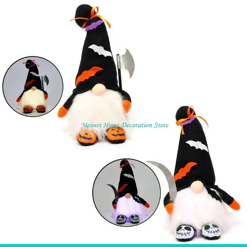 H7BF 12 "Halloween Halloween Gnome Plush for Doll المصنوعة يدويًا تومتي توم التماثيل السويدية ديكورات حفلات العطلات