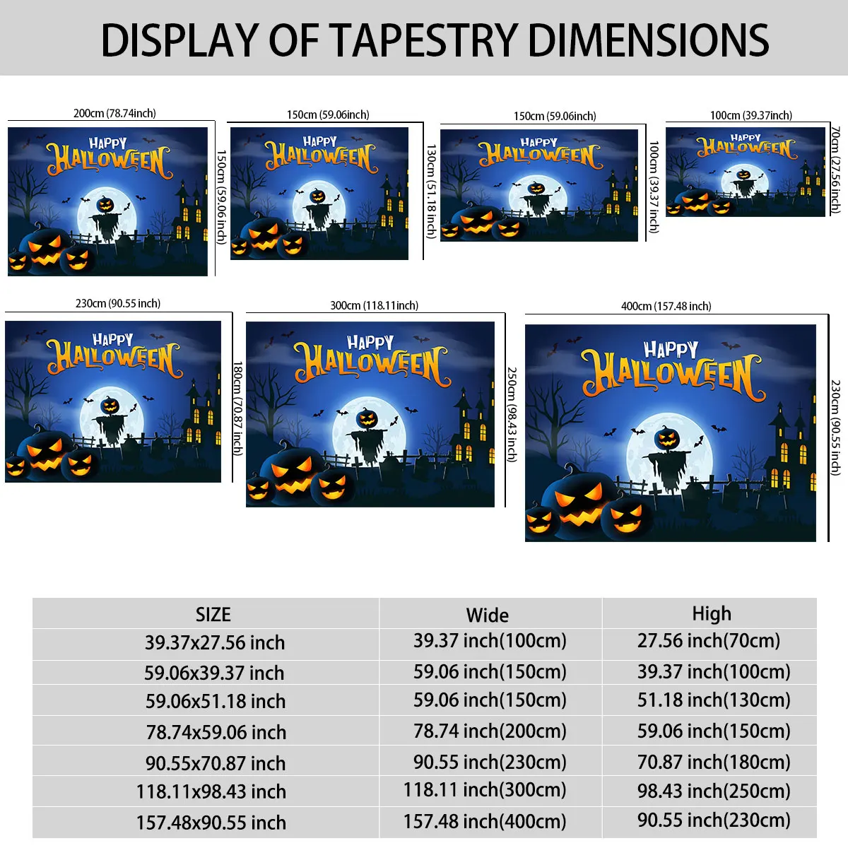 1pc Halloween pumpkin scarecrow graveyard tapestry wall decoration, space decoration pendant gift and backdrop use
