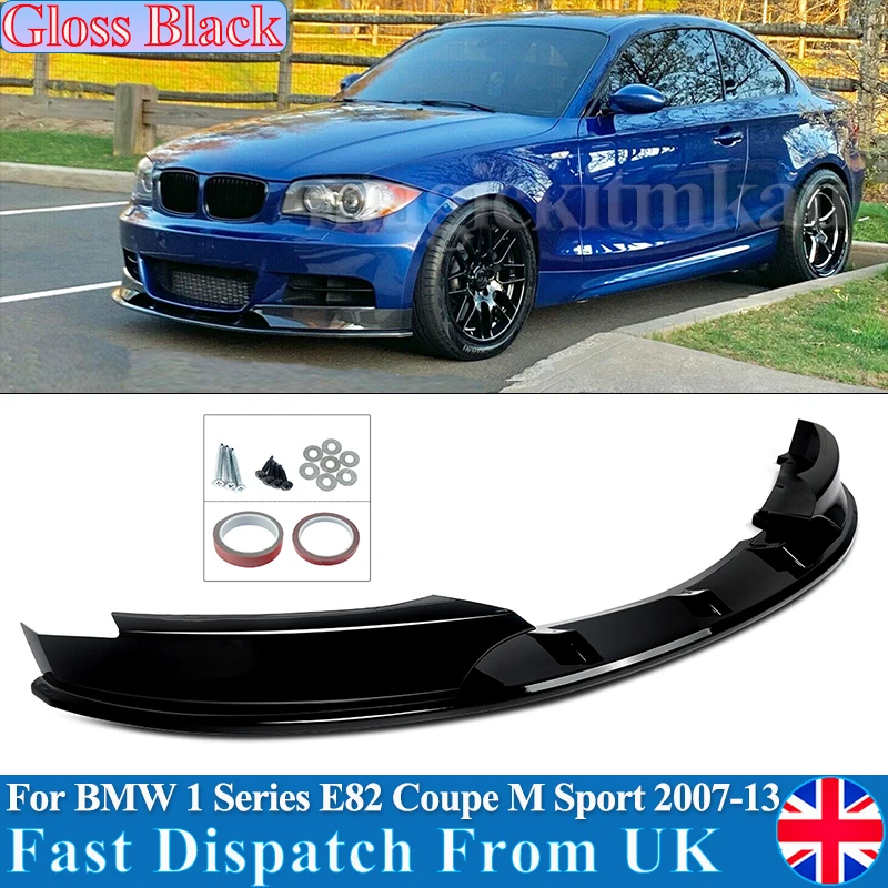 

For BMW 1 Series E82 Front Bumper Splitter Lip 120i 135i M Sport 2007 2008 2009 2010 2011 2012 2013 Gloss Black Bumper Whole