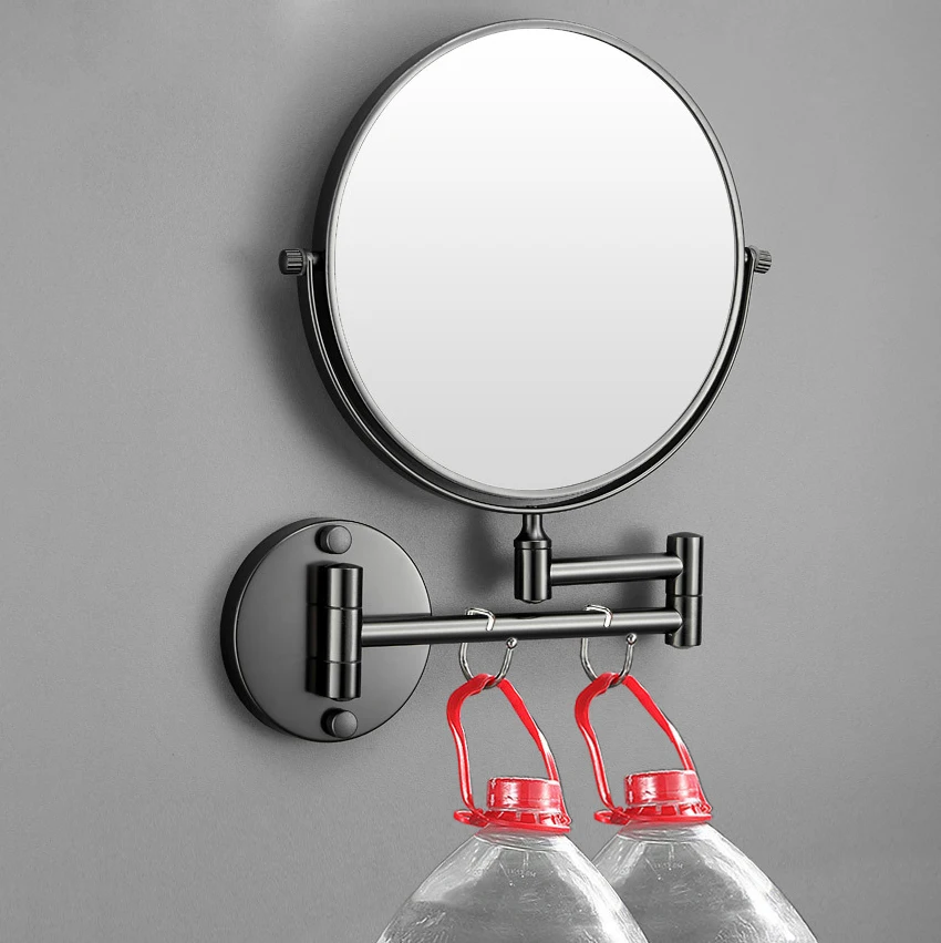 Newly Bathroom Mirror 3X Magnifying Double Face Bathroom Makeup Mirrors Wall Mounted Dual Arm Extend Grey Bathroom Mirror