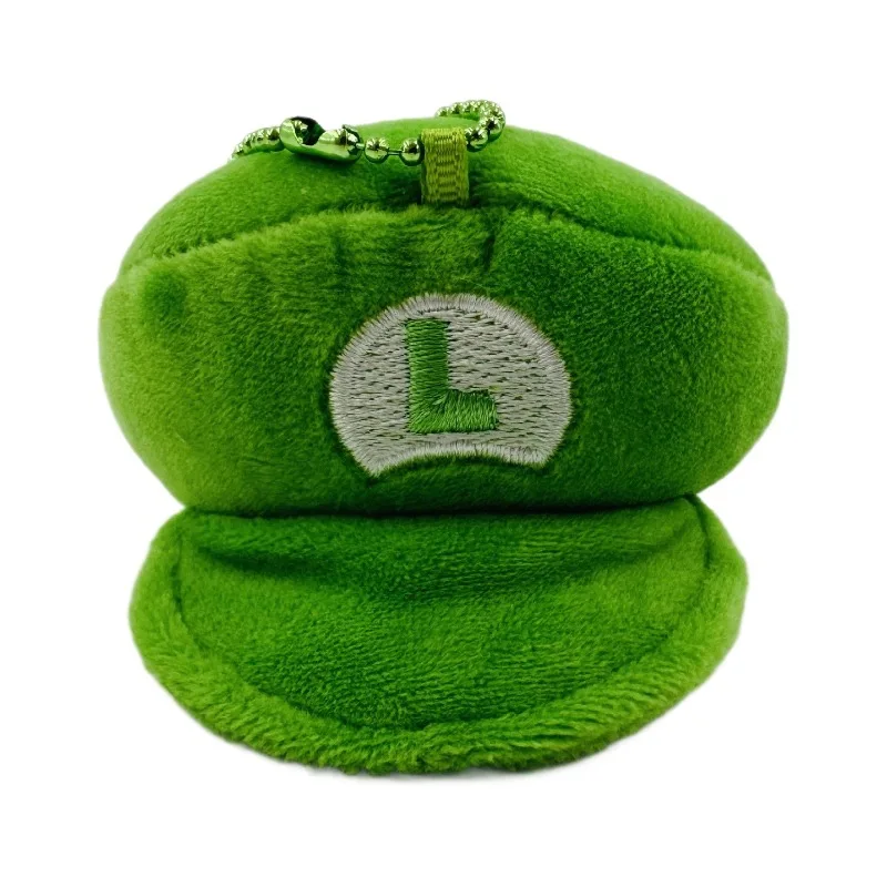 애니메이션 게임 슈퍼 마리오 루이지 모자 키 체인 패션 귀여운 열쇠 고리 Samll 인형 소년과 소녀를위한 생일 선물 Keyholder 장식품