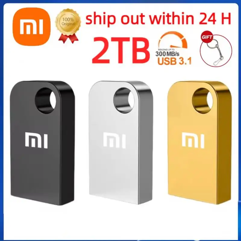 Xiaomi-unidad Flash USB de Metal 3,0 de 2TB, Pendrive de alta velocidad de 1TB, 512GB, Memoria SSD portátil, adaptador USB tipo C