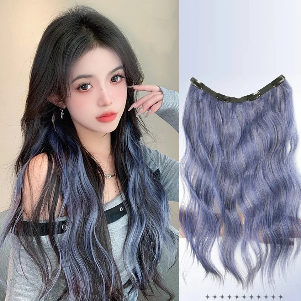 

Синтетические 4 клипсы для наращивания волос, длинные волнистые прически, черный, коричневый, блондин, 50 см/60 см, натуральные искусственные волосы для женщин