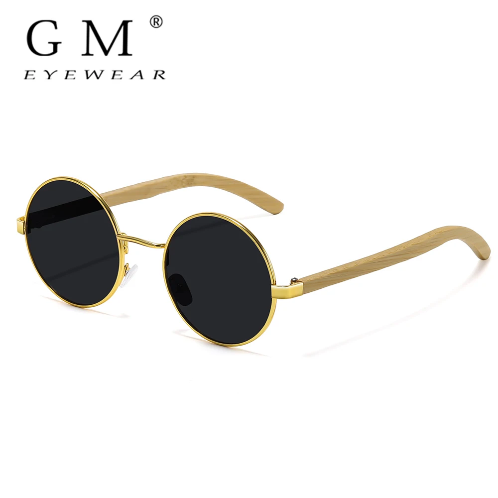 GM round sunglasses for men and women designer fashion bamboo sunglasses with metal frame,  light glasses UV400 sunglasses,2237