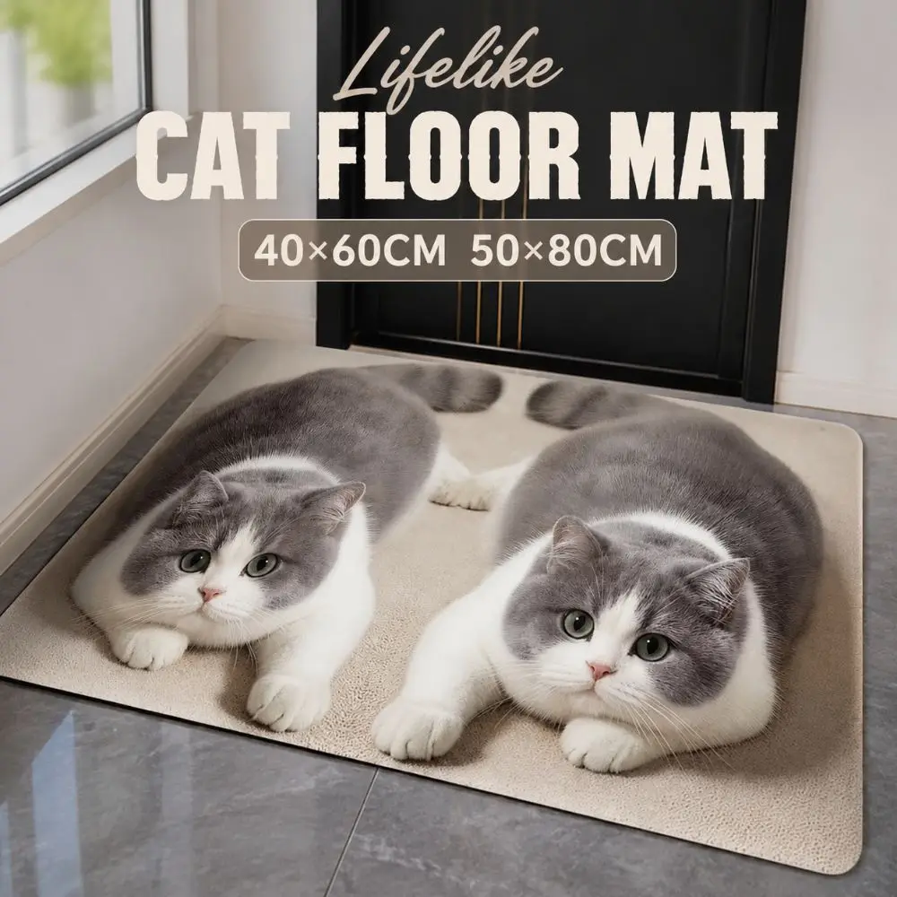 40×60CM 50×80CM Lifelike Cat Floor Mat Diatomaceous Earth Water-absorbing Bathroom Carpet Washable Non-slip Bedroom Door Rug