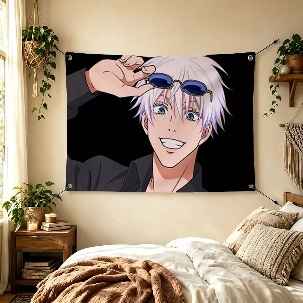 Jujutsu Kaisen Satoru Gojo Flags for Bedrooms Home Decor Items Outdoor Decors Garage Decoration Flaga