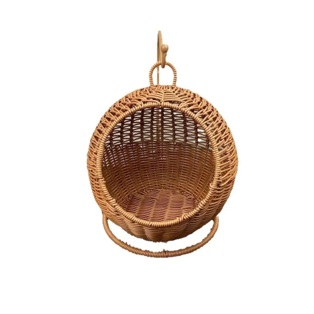 with Handle Woven Storage Basket Organizer Space Saving Imitation Vine Weaving Basket Multipurpose Decorative