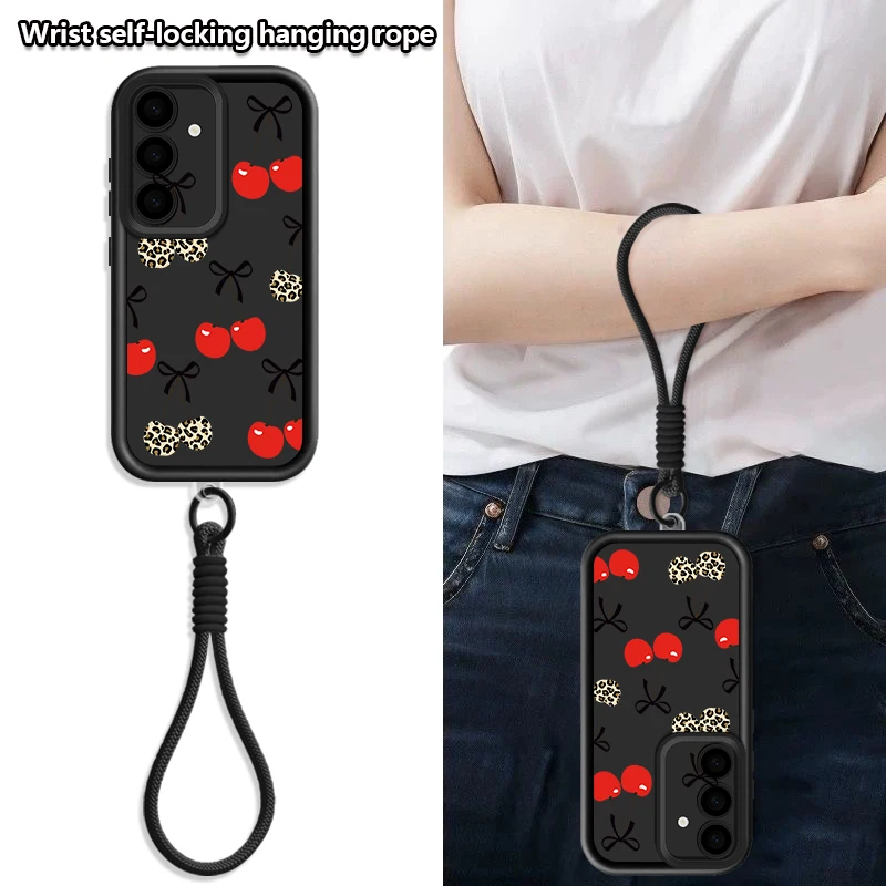 Cherry Pattern Lanyard Phone Case For Samsung Galaxy S26 S24 S23 S22 Ultra Plus S25 FE A57 A37 A27 A56 A16 A17 A55 A15 A54 Cover view 3