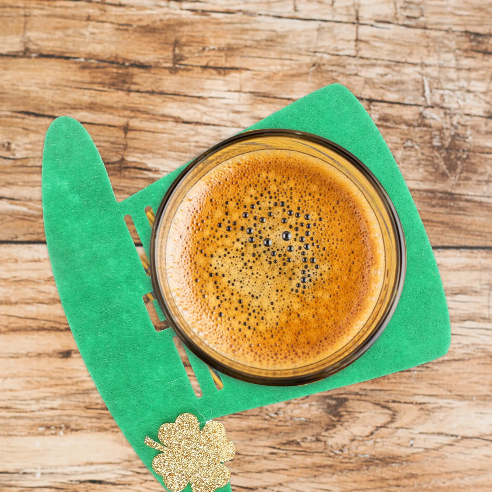 

10Pcs Shamrock Felt Cup Mats St Patricks Day Party Decorations Irish Table Coasters Non Slip Coffee Mug Drink Pad