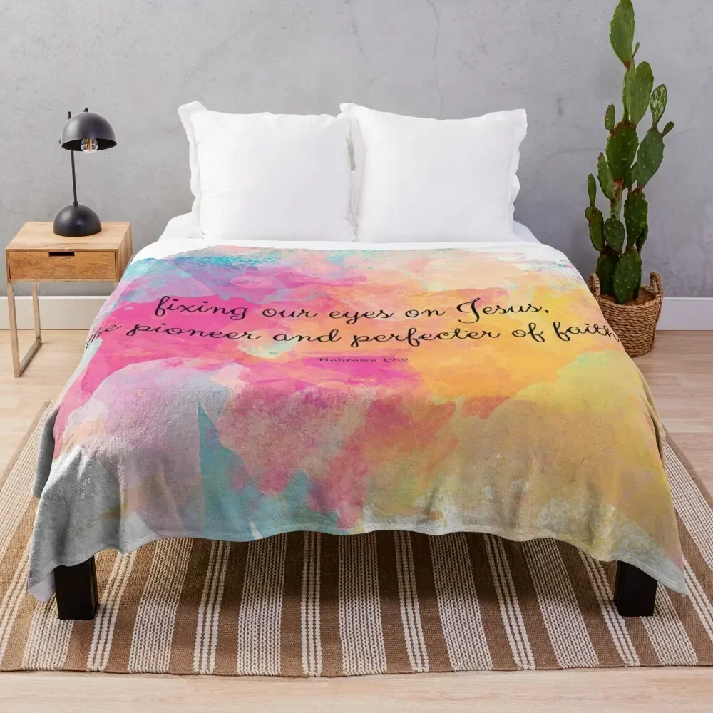 Hebrews 12:2 Throw Blanket Cute Plaid Decoratives Bed Blankets