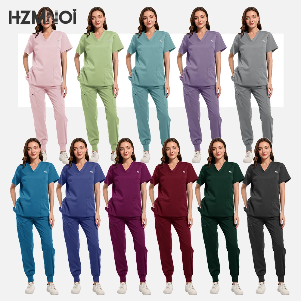 High Quality Medical Women Scrubs Sets Hospital Surgery Dental Clinic Beauty Spa Salon Lab Workwear Clothes Nurses Accessories