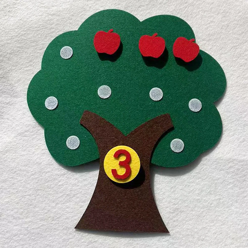 2 Sets Apple Tree Numbers Digital Matching Game Felt Board Counting Apples Supply Non-woven