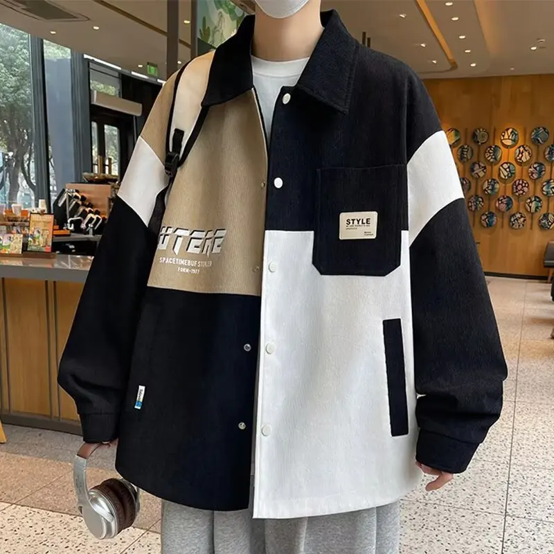 2024 Spring Autumn Men's Jackets Japan Fashion Streetwear Spliced Coats Men Casual Men Clothing High Quality Jacket Men