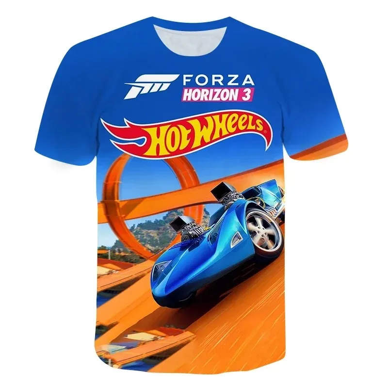 2024 Summer Children's Disney T-shirt Hot car 3D Printed Charming Short sleeved Boys and Girls Top Street Shirt Fashion Cloak