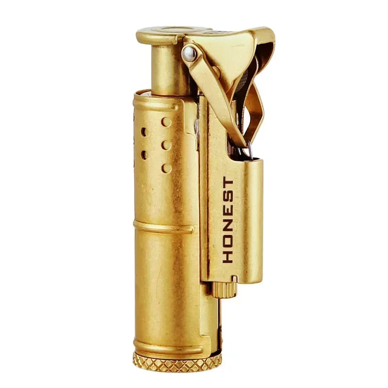 Personality Retro Brass Kerosene Lighter Creative Nostalgic Windproof Grinding Wheel Lighter Men\'s Gadget Accessories