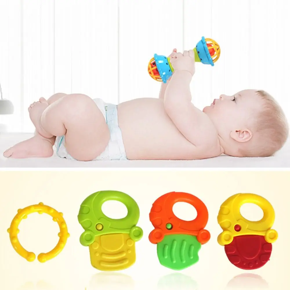 7 sztuk/zestaw Kolorowe Grzechotki z Kreskówkami Inteligentne Urocze Dzwoneczki do Rąk Miękkie Interaktywne Gryzaki Akcesoria