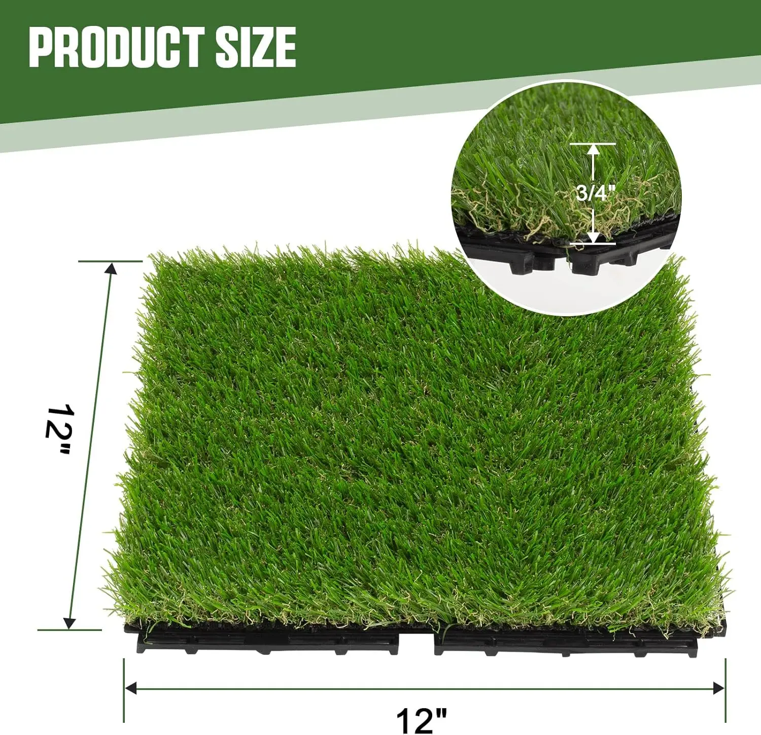 Artificial Grass Tiles Interlocking Turf Deck Set - 12