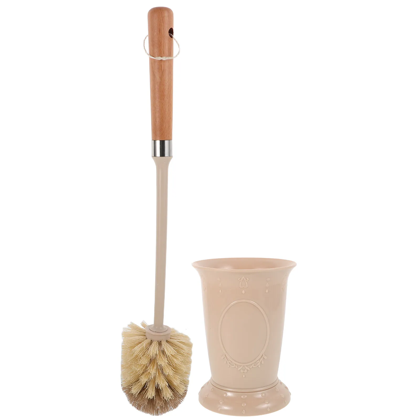 Bathroom Brush Set Toilet Bowl Brush with Holder Wooden Handle Long Handle Design Effective Cleaning Soft Dense Bristles Toilet