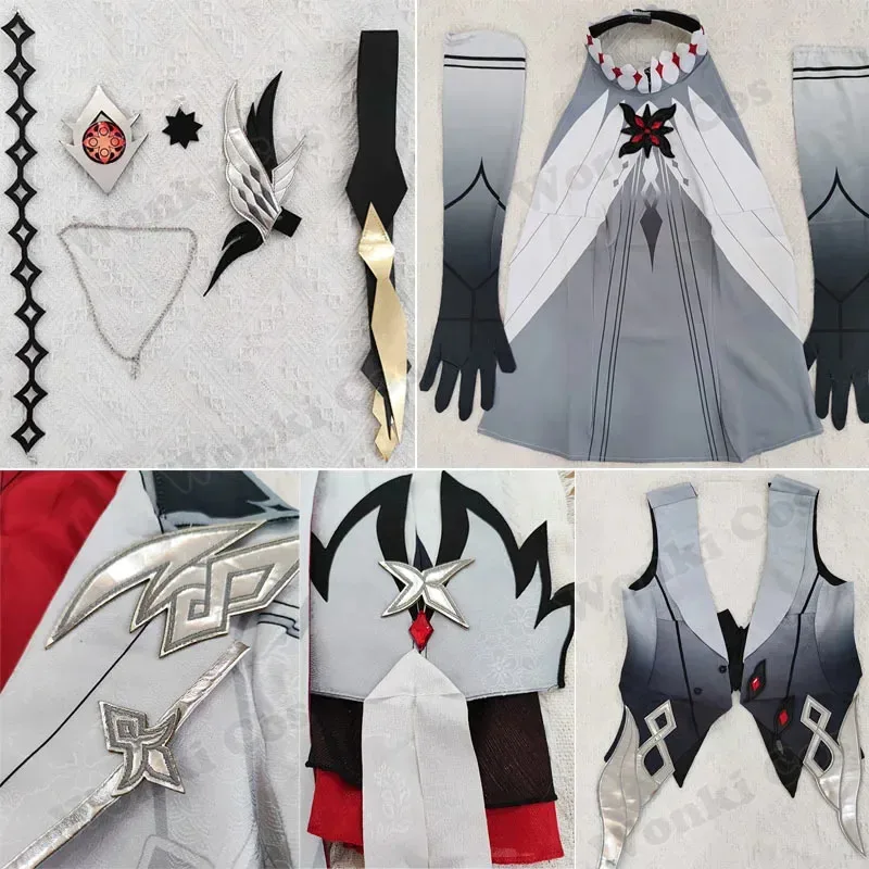 Arlecchino-Disfraz de Cosplay, peluca de juego Impact Fontaine Fatui The Knave Arlecchino, zapatos de Cosplay, botas, trajes de mujer