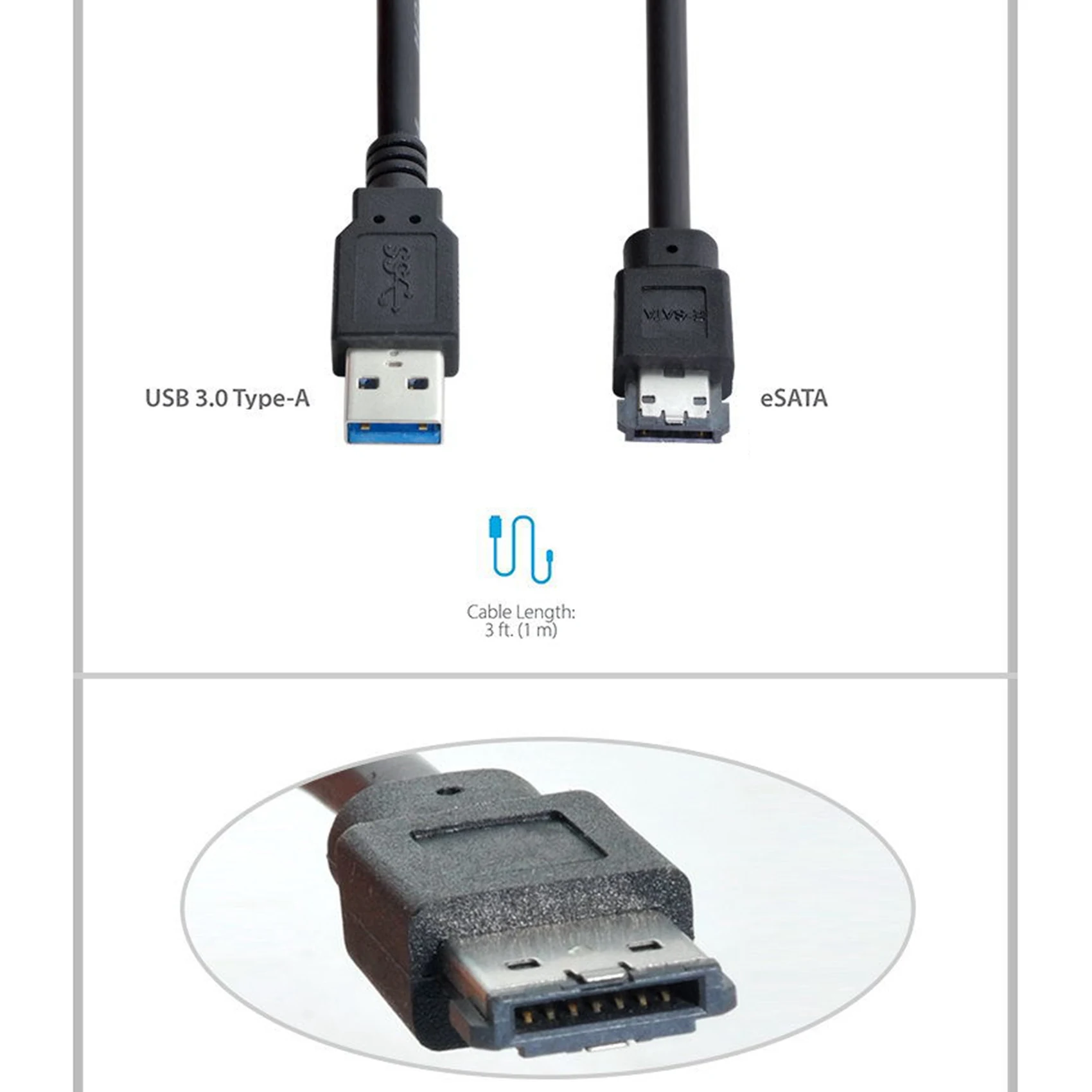 الطاقة عبر ESATA DC 5V الطاقة إلى USB 3.0 محول USB3.0 إلى HDD/SSD/ODD ESATA كابل محول الطاقة 1M