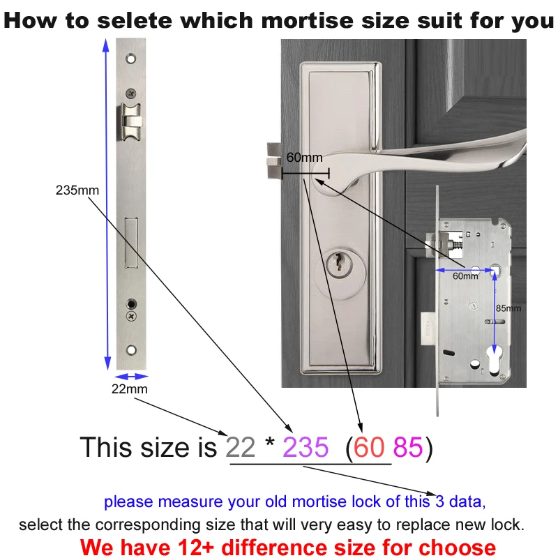 Customize faceplate 3085 3585 lock body 4585 mortise For Wooden Steel door Work with smart door lock