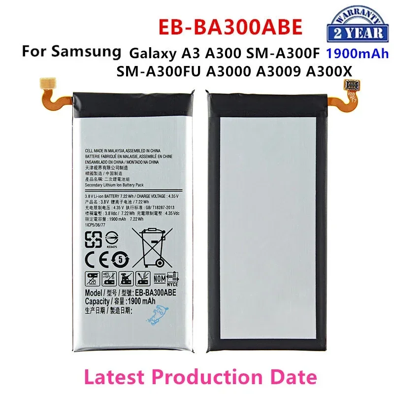 Brand New EB-BA300ABE 1900mAh Battery For Samsung Galaxy A3 A300 SM-A300F SM-A300FU A3000 A3009 A300X Mobile Phone