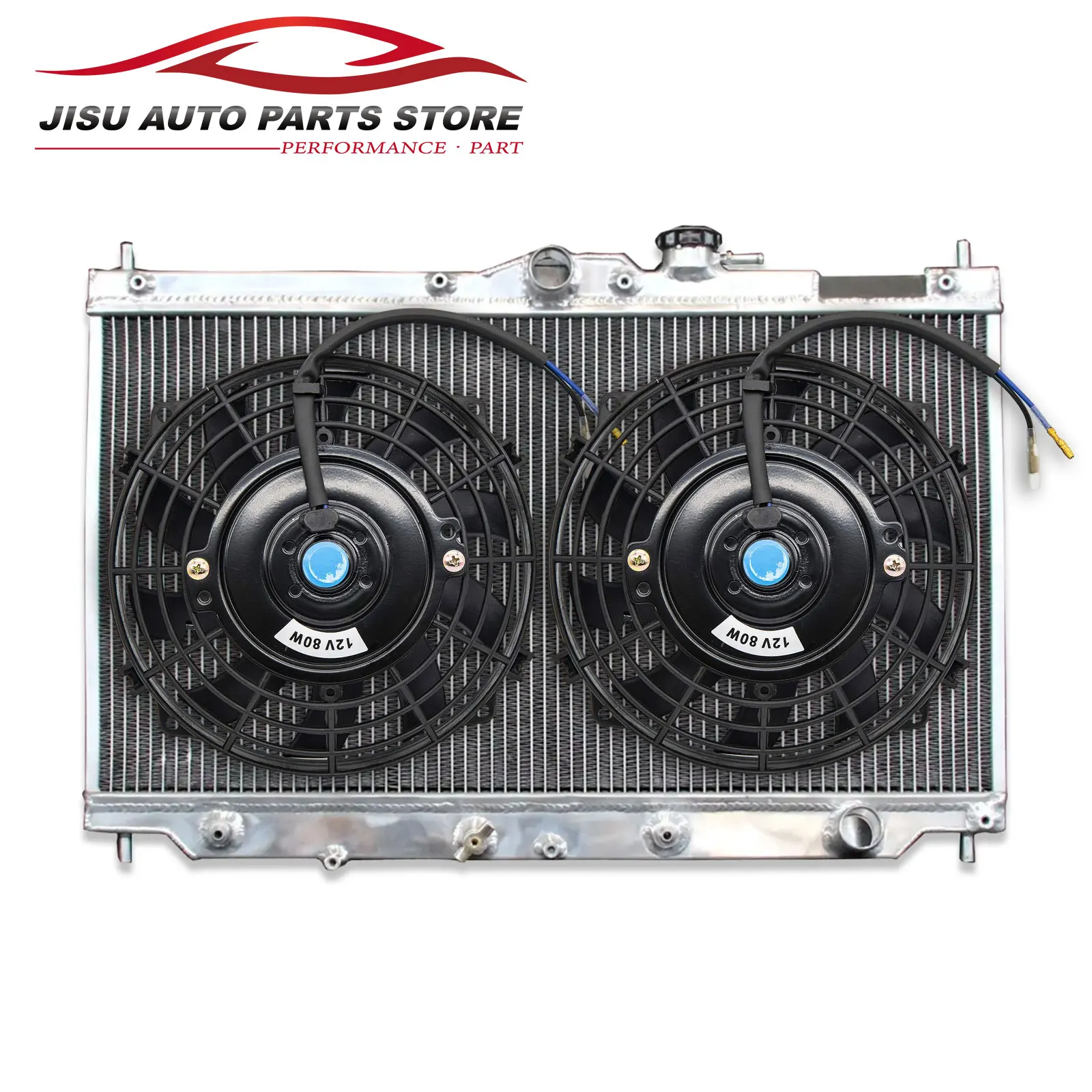 Aluminum radiator + Fans for Honda 1990-1993 Accord 2.2L L4 / 1992-1996 Prelude 2.2L L4 Manual