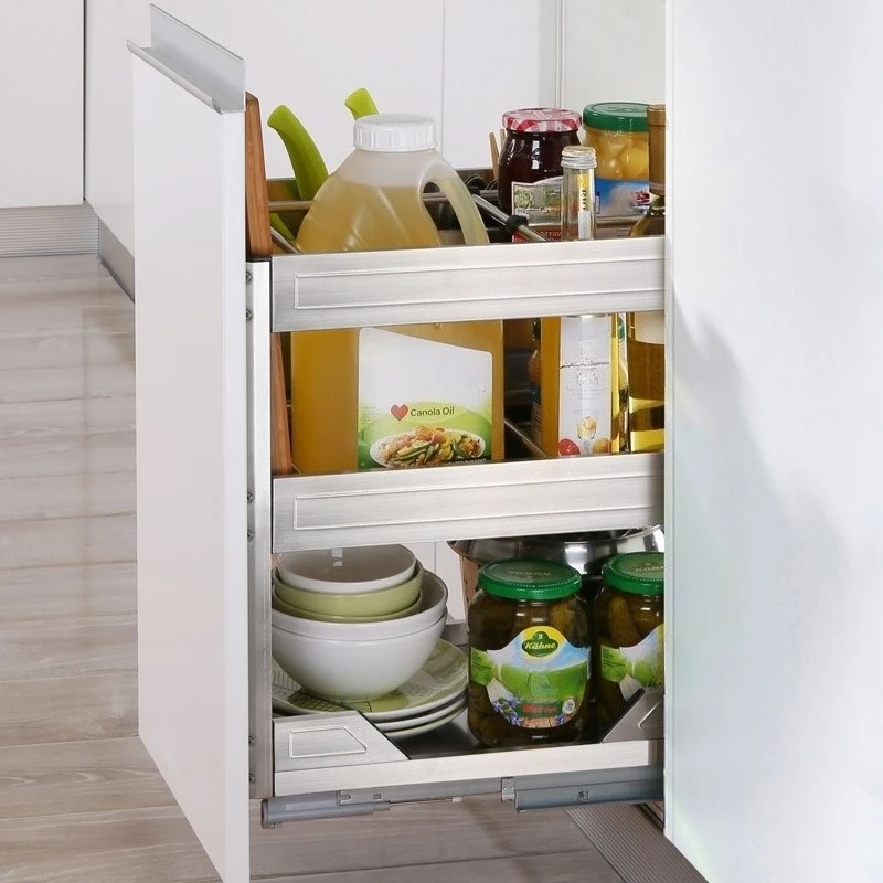 鉄製キッチンキャビネット収納スライド式引き出しオーガナイザー家庭用自立型狭い引き出しステンレス鋼スパイス容器