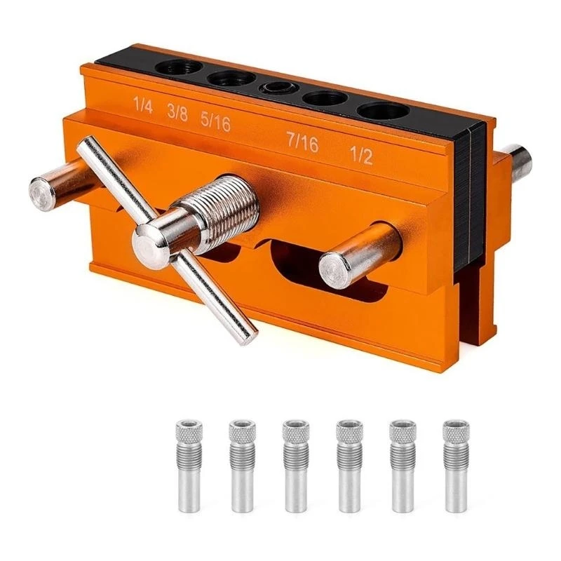 57BE Centering Doweling Jig Kits Drill Guide Metric Standard Size Portable Drilling Guide Woodworking Hole Positioning