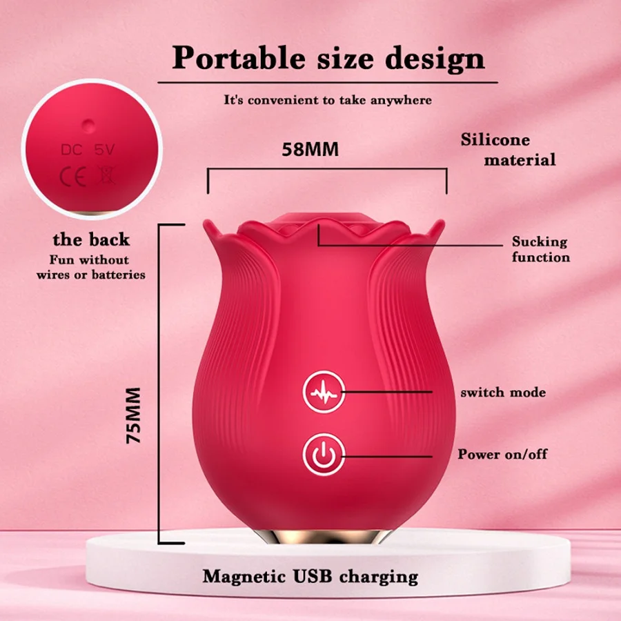 Mini Rose Vagina Powerful Sucking Vibrator Portable Size Nipple Stimulator Clit Sucker Adult Sex Toys for Women