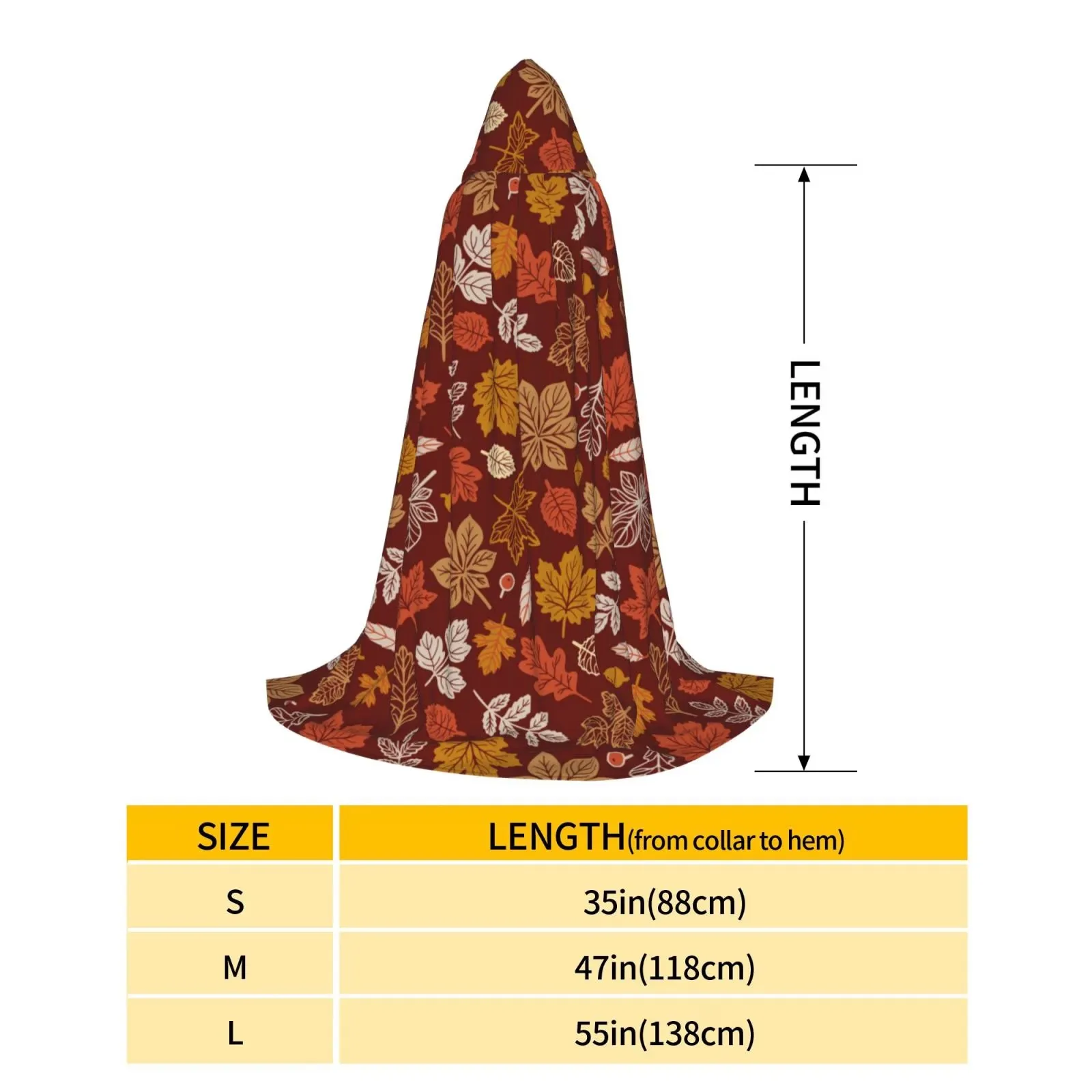 Autumn Maple Leaf Print Hooded Cloak Poncho Halloween Costume Wearable Blanket for Teens